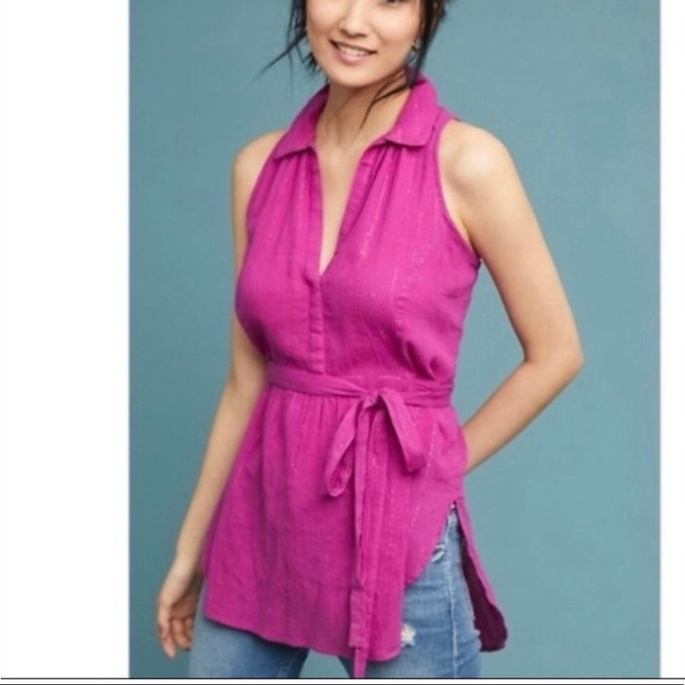 Anthropologie Maeve Batavia Waist Tie Split Tank